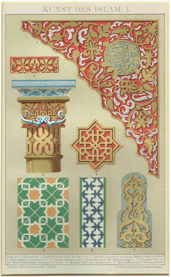 Iszlám művészet az Alhambrából I.   Brockhaus kőnyomat Építészet, városkép