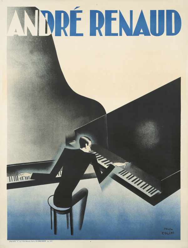 André Renaud zongoraest plakát 1929 Paul Colin   Art deco, Film, színház, zene