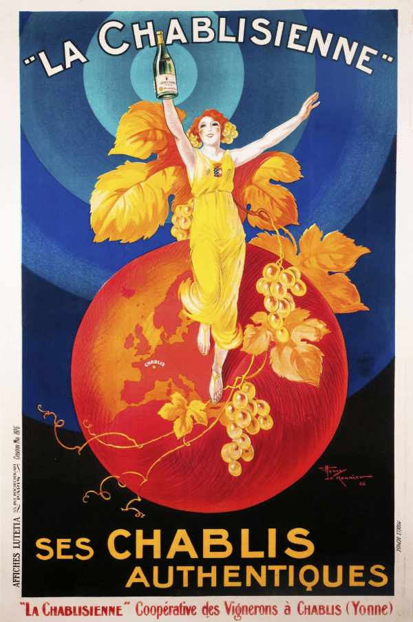 La Chablisienne - pezsgő reklám plakát 1926 Henry le Monnier   Női alak, Szeszesitalok