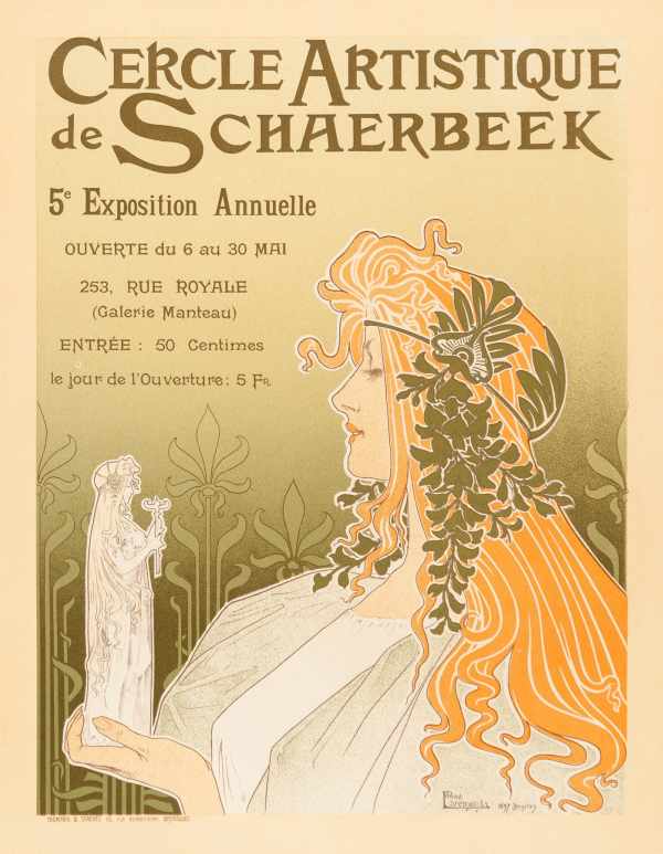 Schaerbeek művészeti kiállítás plakát 1897 Henri Privat-Livemont   Kiállítás, Szecesszió