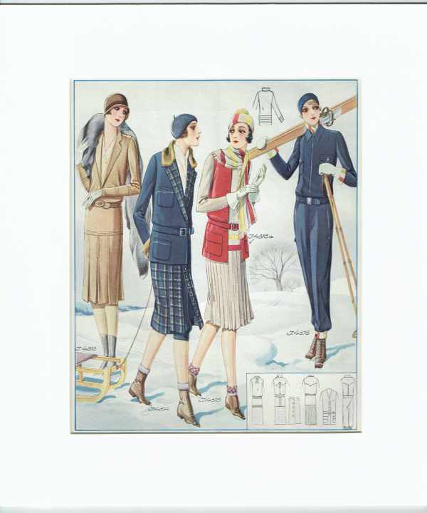Divatképek 1930-40 – 4.   divatmagazin nyomat a múlt század első feléből Divat, ruházat, textil