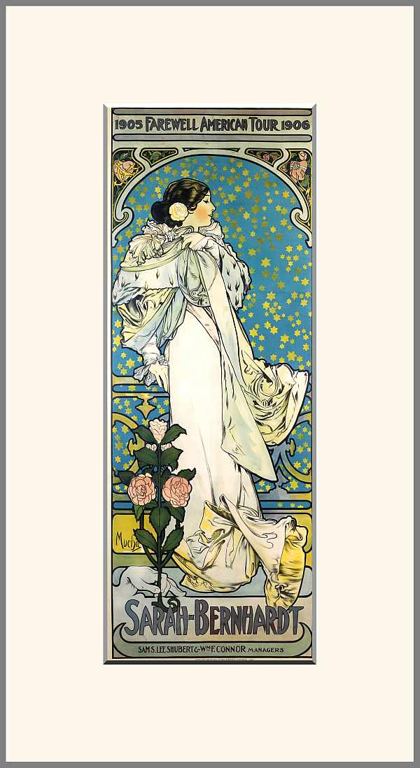 Farewell American Tour - Sarah Bernhardt - színházi előadás plakát Alfons Mucha   Film, színház, zene, Női alak
