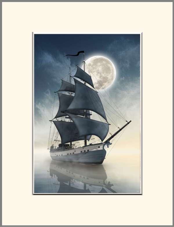 Dragons of the seas - The spirit of the pirate ship - A tenger sárkányai - A kalózhajó szelleme Moira Risen  kortárs grafika Jelenet, Közlekedés, automobil, kerékpár, Utazás