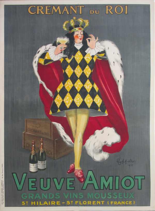 Francia bor reklám plakát - király palástban, káróminta Leonetto Cappiello   Férfi alak, Szeszesitalok