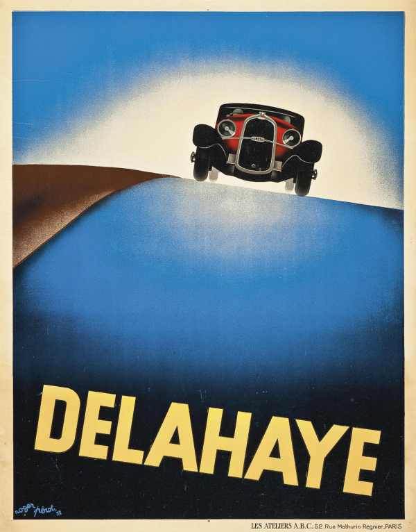 Automobil reklám plakát - Delahaye, art deco Roger Pérot   Art deco, Közlekedés, automobil, kerékpár