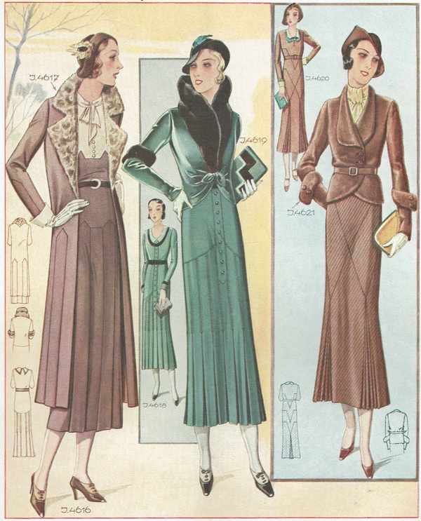 Divatképek 1930-40 – 85.   Art deco női divat a századelőről elegáns hölgyeknek. Divat, ruházat, textil