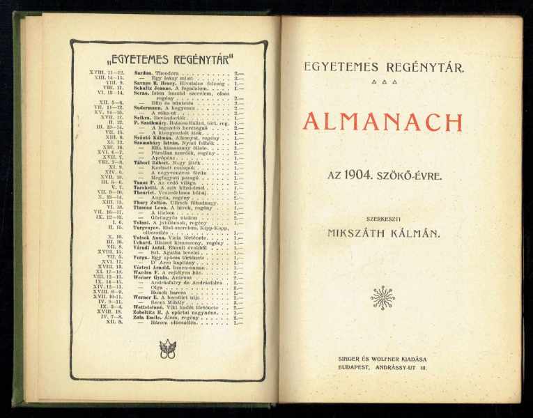 Almanach az 1904. szökő-évre  Mikszáth Kálmán  