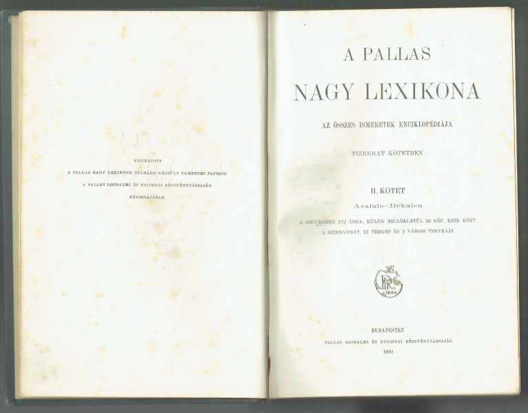 A Pallas Nagy Lexikona II.kötet A Pallas Nagy Lexikona II.kötet