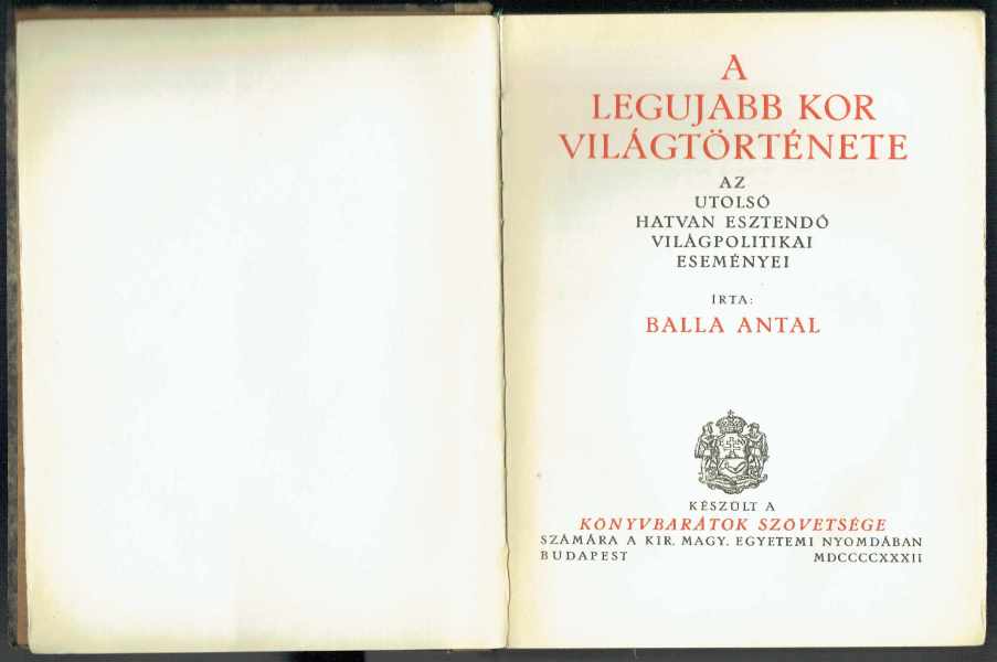 A legújabb kor világtörténete Balla Antal A legújabb kor világtörténete Balla Antal