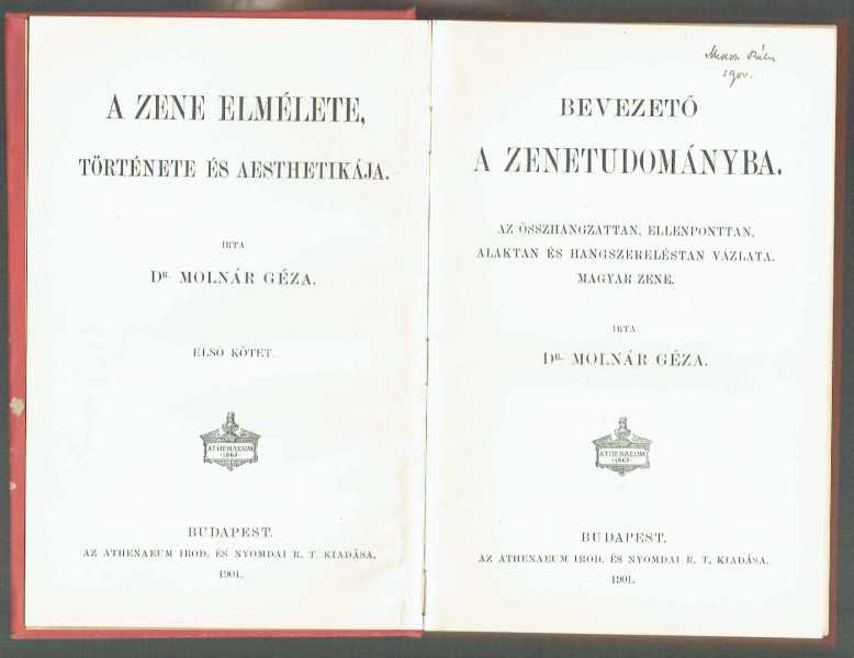 Bevezető a zenetudományba - A zene elmélete, története és aesthetikája 1. Kötet Dr.Molnár Géza Bevezető a zenetudományba - A zene elmélete, története és aesthetikája 1. Kötet Dr.Molnár Géza