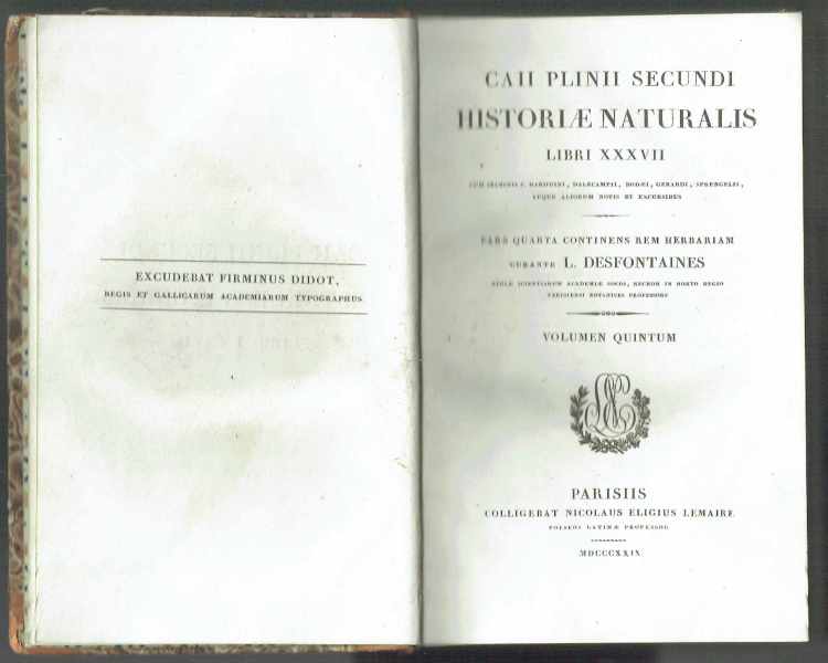 Caii Plinii Secundi Historiae Naturalis V. Kötet L. Desfontaines Caii Plinii Secundi Historiae Naturalis V. Kötet L. Desfontaines