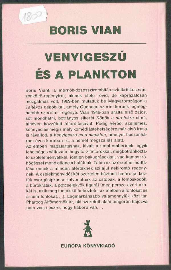 Venyigeszú és a plankton Boris Vian