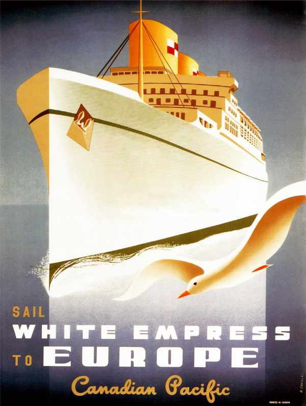 Canadian Pacific - Hajózási társaság reklám plakát Roger Couillard  Közlekedés, automobil, kerékpár, Utazás