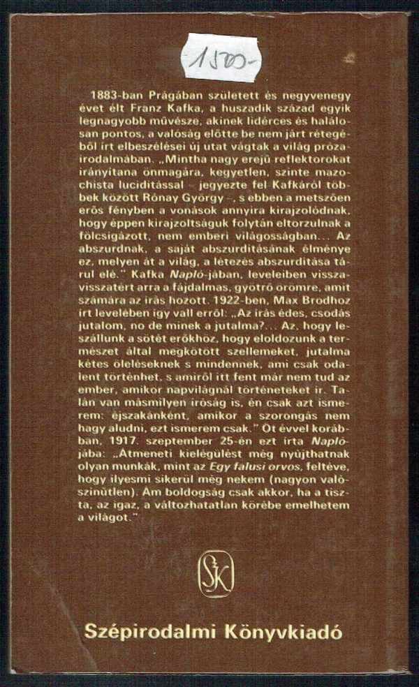Az éhezőművész Franz Kafka Az éhezőművész Franz Kafka