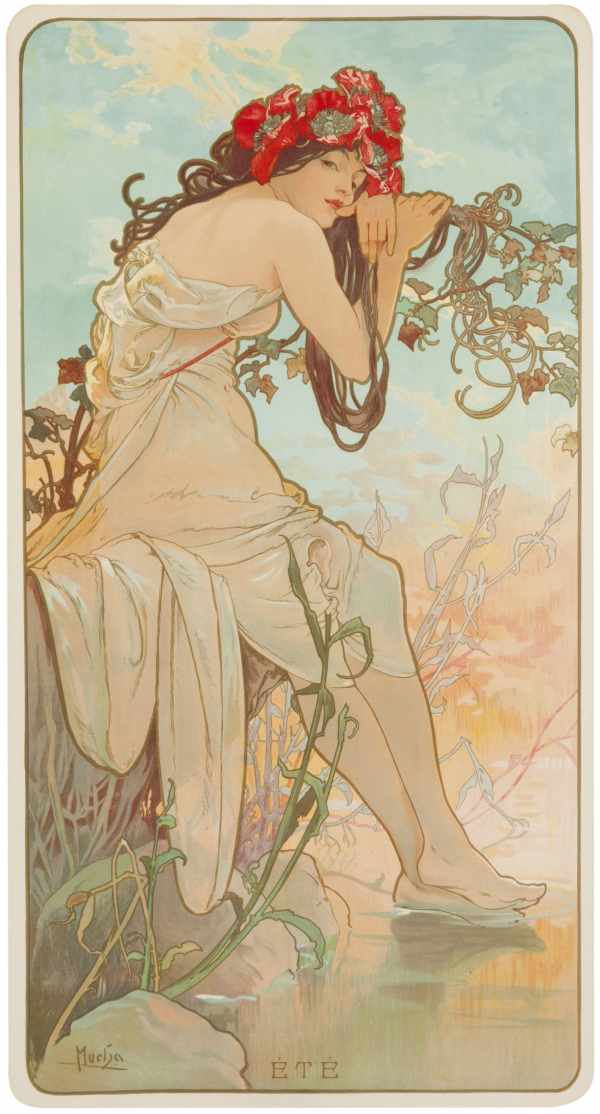 Négy évszak 1896 - Nyár Alfons Mucha Női alak, Szecesszió Négy évszak 1896 - Nyár Alfons Mucha Női alak, Szecesszió