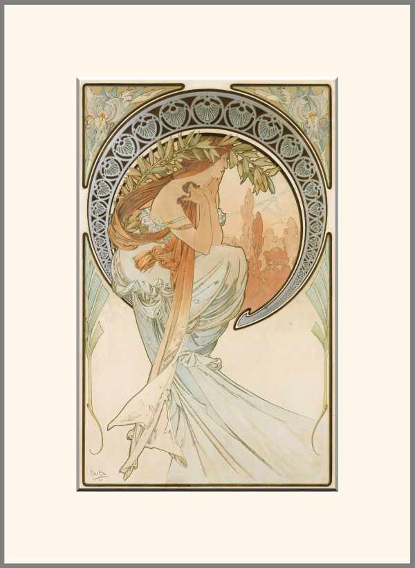 A Művészetek - Költészet Alfons Mucha Női alak, Szecesszió A Művészetek - Költészet Alfons Mucha Női alak, Szecesszió