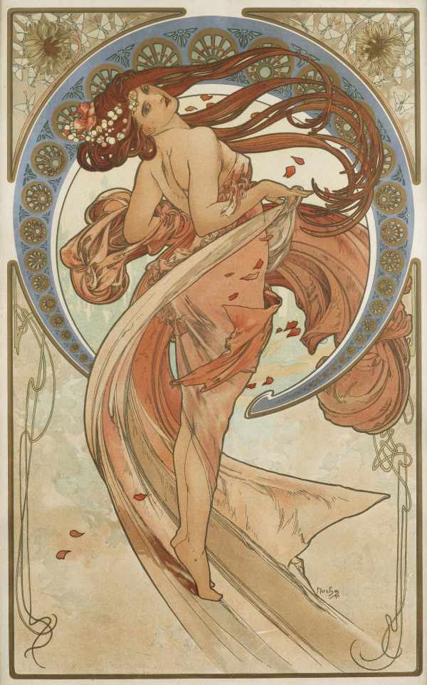A Művészetek - Tánc Alfons Mucha Női alak, Szecesszió A Művészetek - Tánc Alfons Mucha Női alak, Szecesszió