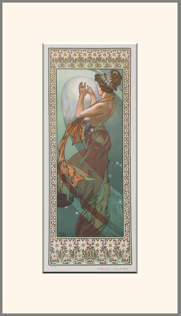 A Hold és a Csillagok - Sarkcsillag Alfons Mucha Női alak, Szecesszió A Hold és a Csillagok - Sarkcsillag Alfons Mucha Női alak, Szecesszió