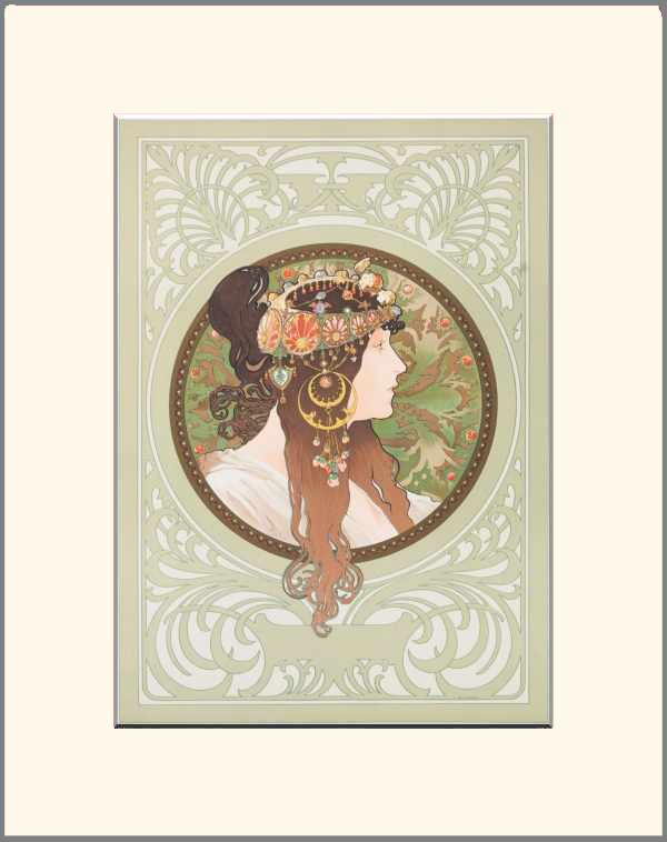 Bizánci portrék - Barna Alfons Mucha Női alak, Portré, Szecesszió Bizánci portrék - Barna Alfons Mucha Női alak, Portré, Szecesszió