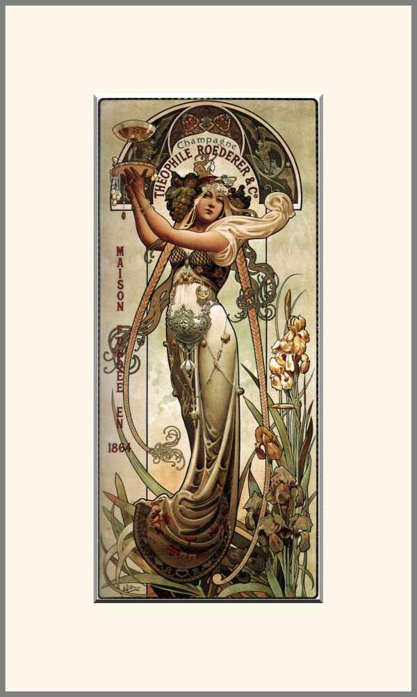 Champagne Theophile Roederer - pezsgő reklám plakát Alfons Mucha, Louis-Theophile Hingre Női alak, Szecesszió, Szeszesitalok, alkohol Champagne Theophile Roederer - pezsgő reklám plakát Alfons Mucha, Louis-Theophile Hingre Női alak, Szecesszió, Szeszesitalok, alkohol