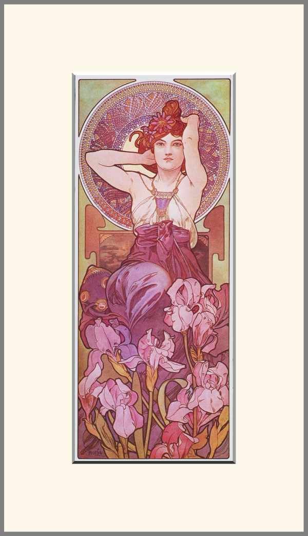 Drágakövek - Ametiszt Alfons Mucha Női alak, Szecesszió Drágakövek - Ametiszt Alfons Mucha Női alak, Szecesszió