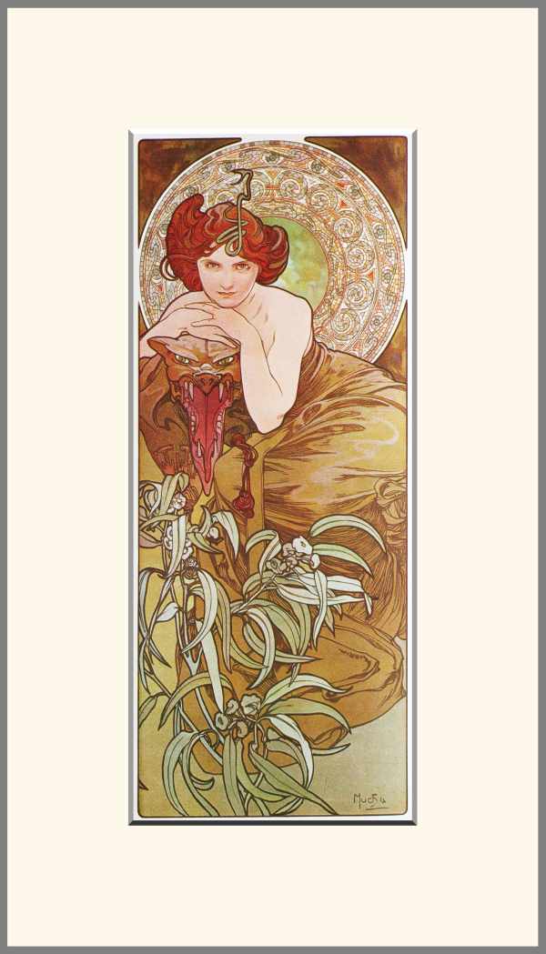 Drágakövek - Smaragd Alfons Mucha Női alak, Szecesszió Drágakövek - Smaragd Alfons Mucha Női alak, Szecesszió