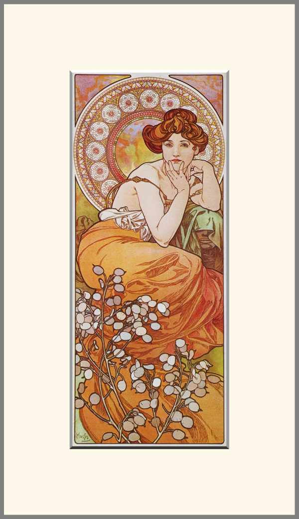 Drágakövek - Topáz Alfons Mucha Női alak, Szecesszió Drágakövek - Topáz Alfons Mucha Női alak, Szecesszió