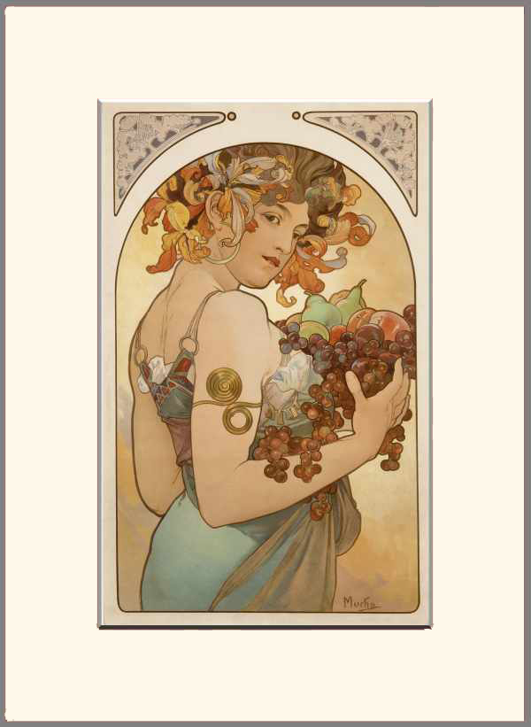 Gyümölcsök és virágok - Gyümölcs Alfons Mucha Női alak, Szecesszió Gyümölcsök és virágok - Gyümölcs Alfons Mucha Női alak, Szecesszió