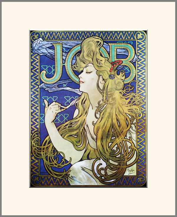 JOB - cigaretta papír reklám plakát (kék) Alfons Mucha Cigaretta, dohány, Portré, Szecesszió JOB - cigaretta papír reklám plakát (kék) Alfons Mucha Cigaretta, dohány, Portré, Szecesszió