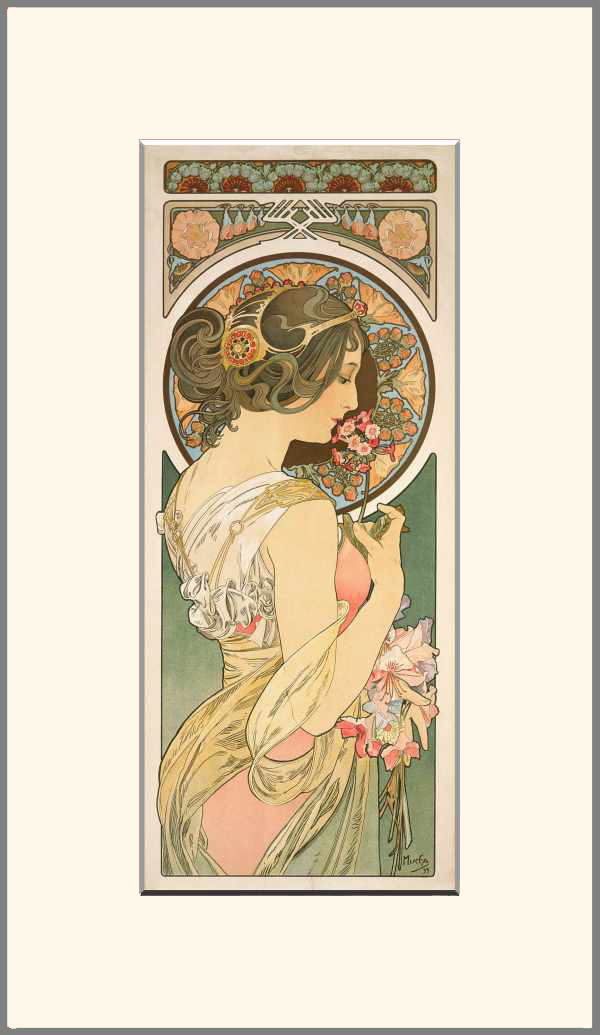 Kankalin és toll - Kankalin Alfons Mucha Női alak, Szecesszió Kankalin és toll - Kankalin Alfons Mucha Női alak, Szecesszió