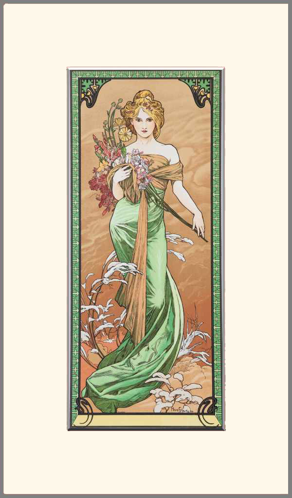 Négy évszak 1900 - Tavasz Alfons Mucha Női alak, Szecesszió Négy évszak 1900 - Tavasz Alfons Mucha Női alak, Szecesszió