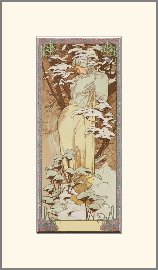 Négy évszak 1900 - Tél Alfons Mucha Női alak, Szecesszió Négy évszak 1900 - Tél Alfons Mucha Női alak, Szecesszió