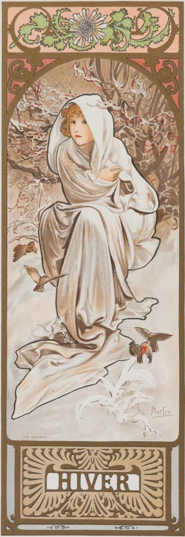 Évszakok 1896 - Tél Alfons Mucha Női alak, Szecesszió Évszakok 1896 - Tél Alfons Mucha Női alak, Szecesszió