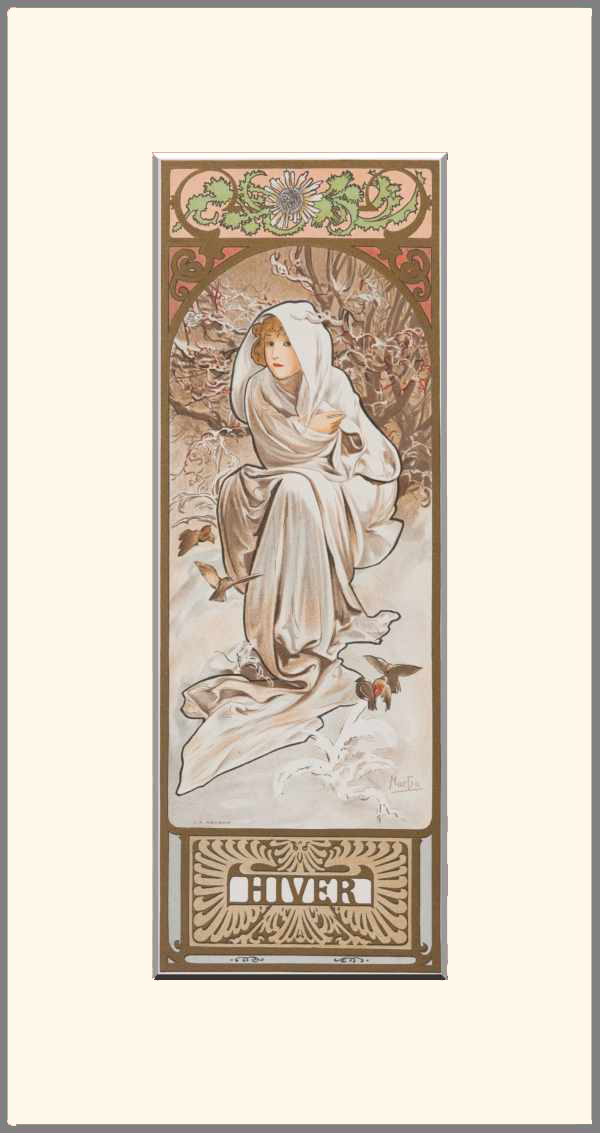 Évszakok 1896 - Tél Alfons Mucha Női alak, Szecesszió Évszakok 1896 - Tél Alfons Mucha Női alak, Szecesszió