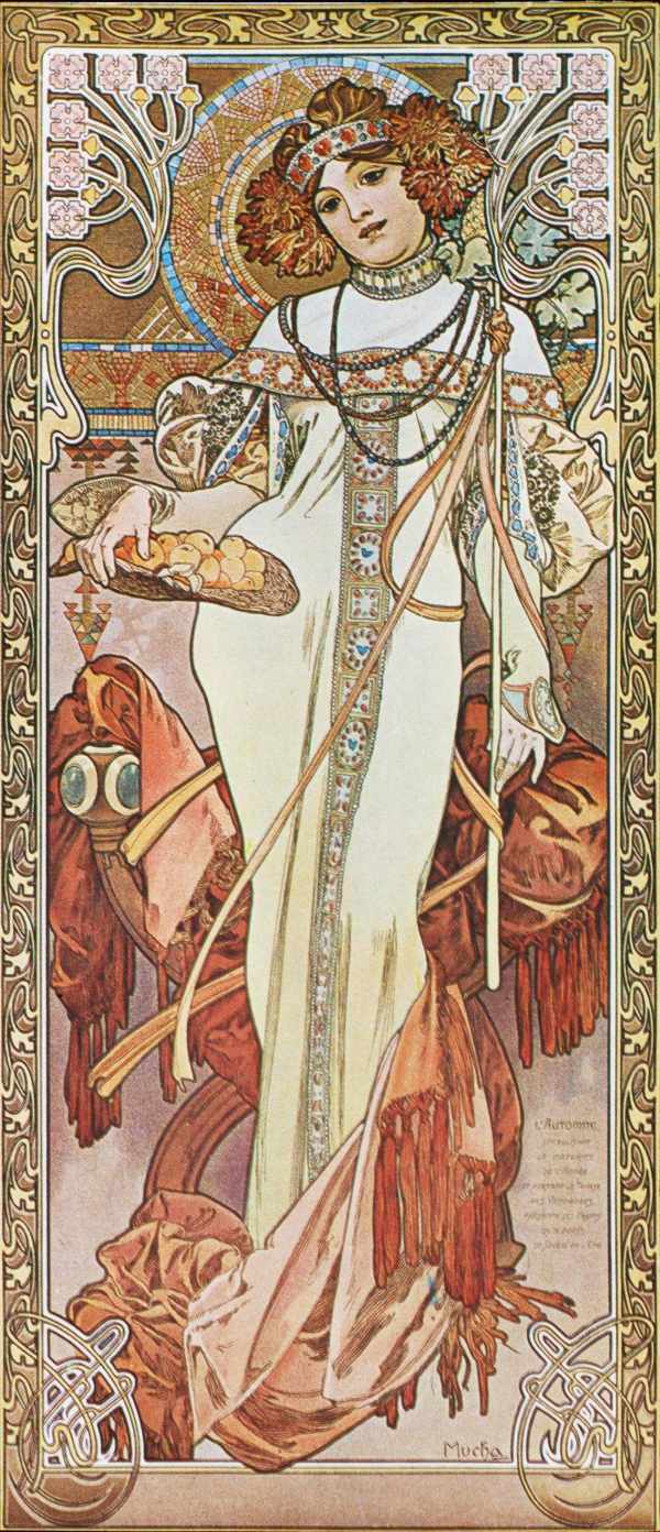 Négy évszak 1900 - Ősz Alfons Mucha Női alak, Szecesszió Négy évszak 1900 - Ősz Alfons Mucha Női alak, Szecesszió