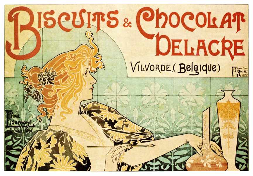 Biscuit et Chocolat Delacre - csokoládés és édesség reklám plakát Henri Privat-Livemont Édesség, csokoládé, Portré, Szecesszió Biscuit et Chocolat Delacre - csokoládés és édesség reklám plakát Henri Privat-Livemont Édesség, csokoládé, Portré, Szecesszió