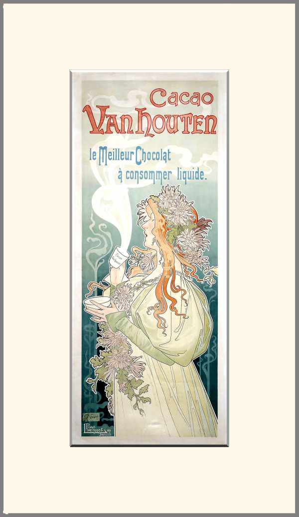 Cacao Vanhouten - kakaó reklám plakát 1897 Henri Privat-Livemont Édesség, csokoládé, Női alak, Szecesszió Cacao Vanhouten - kakaó reklám plakát 1897 Henri Privat-Livemont Édesség, csokoládé, Női alak, Szecesszió