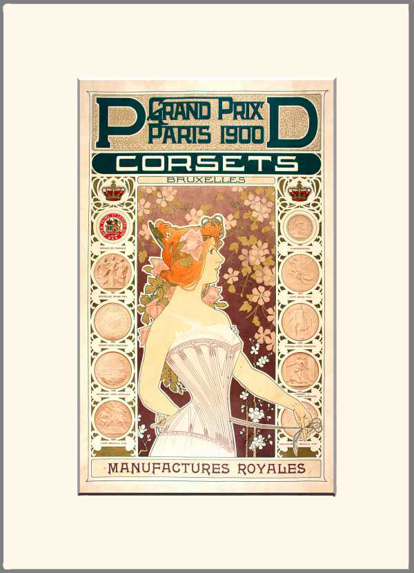 Grand Prix Paris 1900, Corsets Bruxelles - fűző reklám plakát Henri Privat-Livemont Divat, ruházat, textil, Női alak, Szecesszió Grand Prix Paris 1900, Corsets Bruxelles - fűző reklám plakát Henri Privat-Livemont Divat, ruházat, textil, Női alak, Szecesszió
