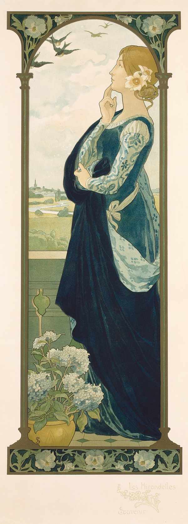 Hölgy fecskékkel (Az emlékezés fecskéi) Elisabeth Sonrel Női alak, Szecesszió Hölgy fecskékkel (Az emlékezés fecskéi) Elisabeth Sonrel Női alak, Szecesszió