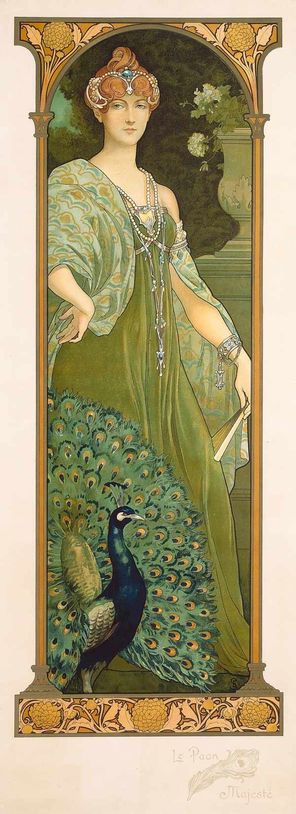 Hölgy pávával (Fenséges páva) Elisabeth Sonrel Női alak, Szecesszió Hölgy pávával (Fenséges páva) Elisabeth Sonrel Női alak, Szecesszió