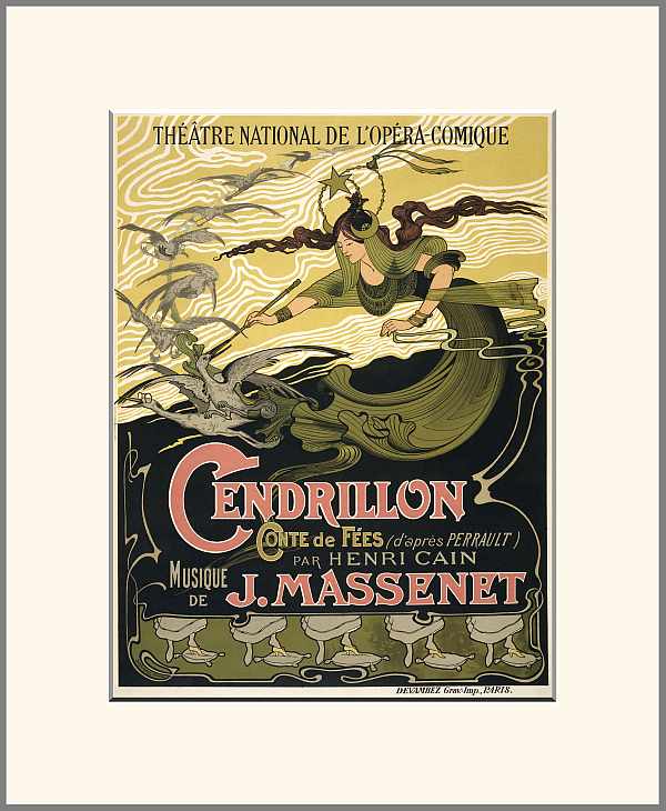 Francia operett előadás plakát, Massenet Cendrillon 1899 Párizs Émile Bertand Film, színház, zene, Szecesszió Francia operett előadás plakát, Massenet Cendrillon 1899 Párizs Émile Bertand Film, színház, zene, Szecesszió