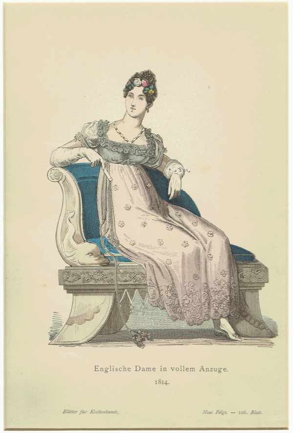 Régi viseletek – Angol hölgy 1814   Divat, ruházat, textil