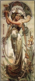 Louis-Theophile-Hingre-Mucha-stílusú-art-nouveau-szecessziós-pezsgő-reklám-plakát-reprint-nyomat