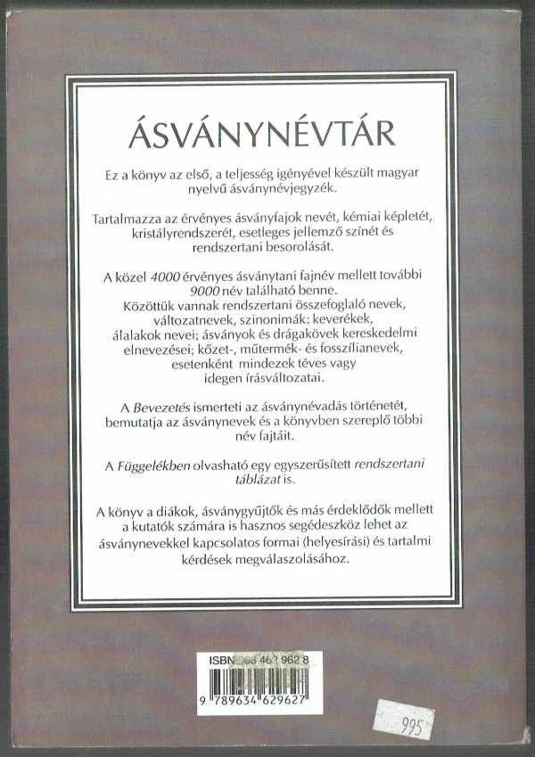Ásványnévtár Bognár László Ásványnévtár Bognár László