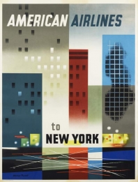 American-airlines-new-york-felhőkarcoló-légitársaság-utazási-hirdetés-plakát