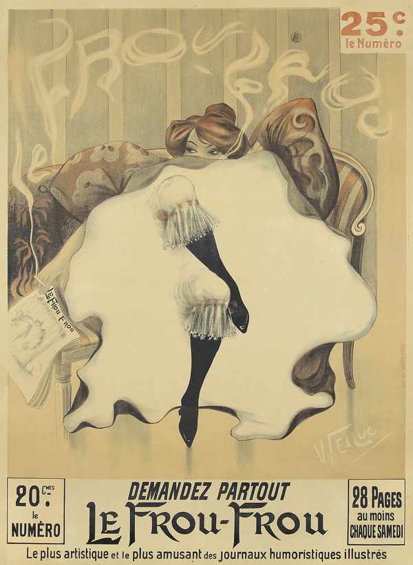 Szecessziós francia plakát - táncosnő szoknyában, flört   Női alak, Szecesszió