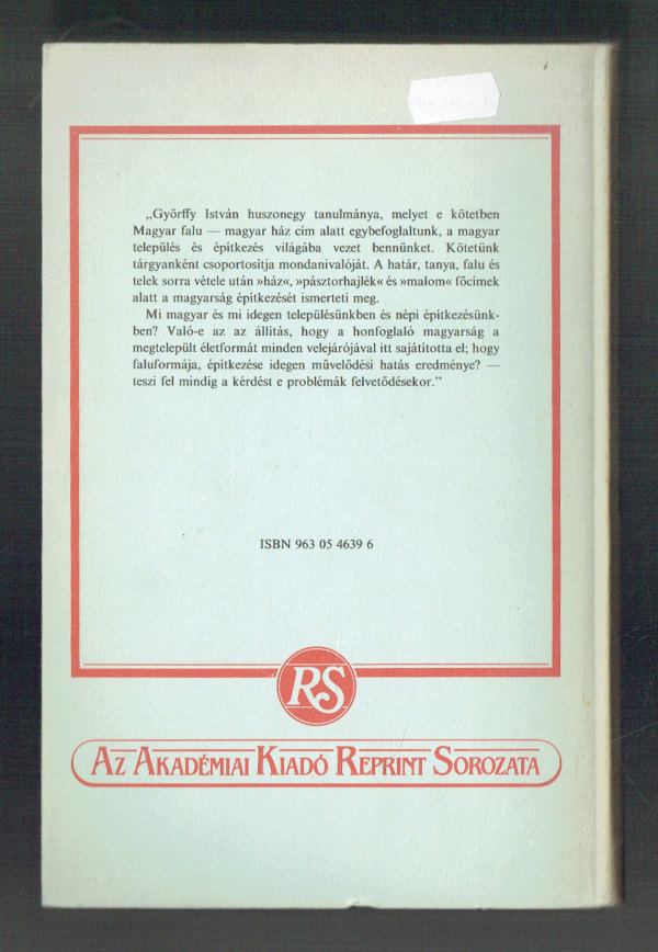 Magyar falu magyar ház REPRINT kiadás! Győrffy István Györffy György Magyar falu magyar ház REPRINT kiadás! Győrffy István Györffy György