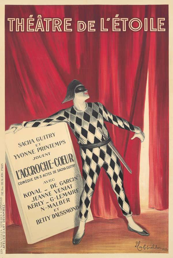 Vintage színház plakát - Pierrot Leonetto Cappiello  Férfi alak, Film, színház, zene