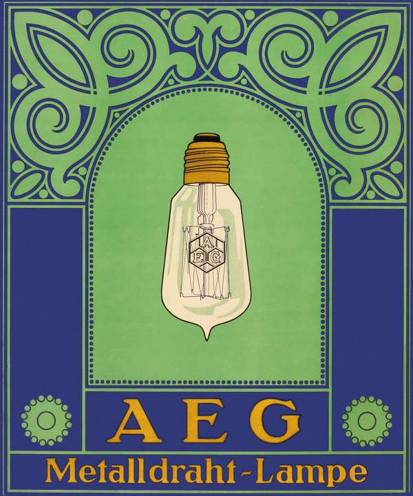 Német szecessziós reklám plakát - AEG villanykörte izzó 2 Peter Behrens  Háztartás, Szecesszió