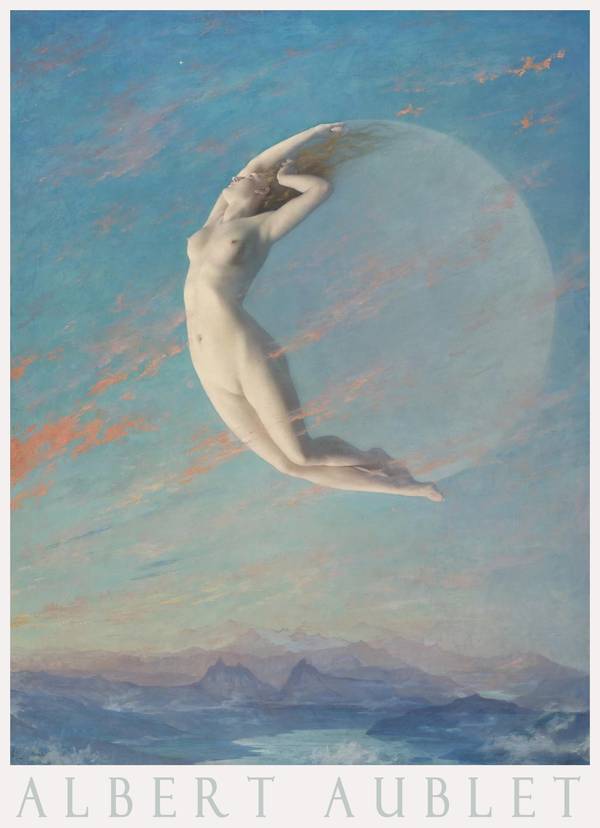 Selene, női akt a Holddal - reprint, művészeti plakát Albert Aublet Női alak Selene, női akt a Holddal - reprint, művészeti plakát Albert Aublet Női alak